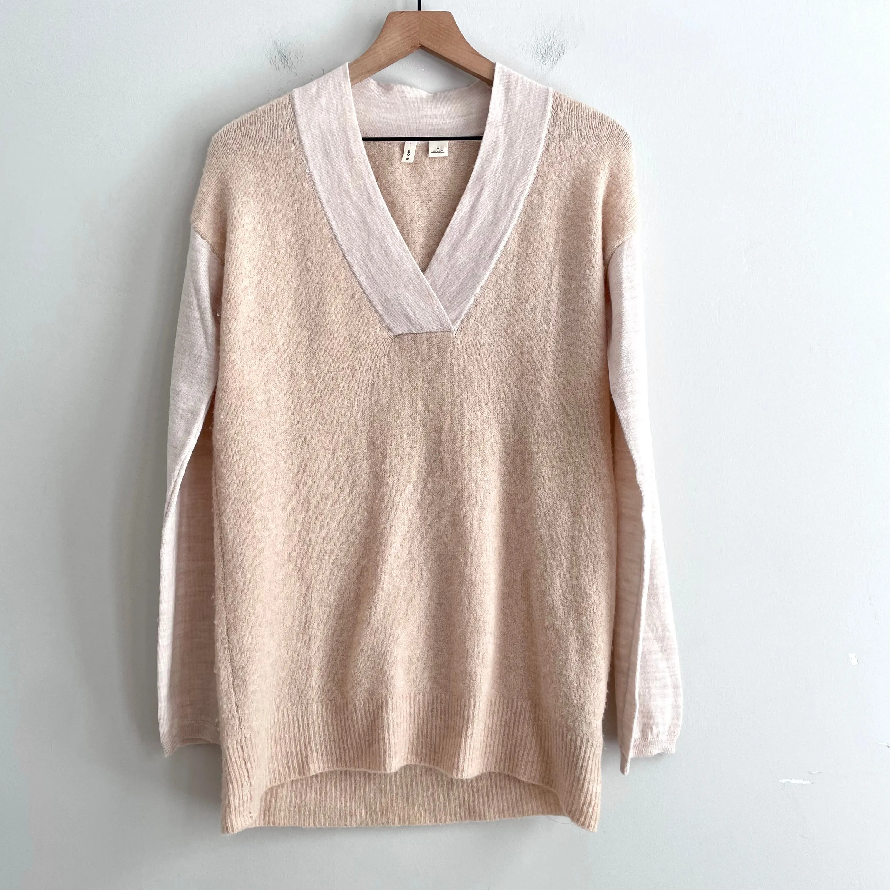 V-Neck Wool Blend Knit Sweater