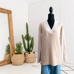 V-Neck Wool Blend Knit Sweater