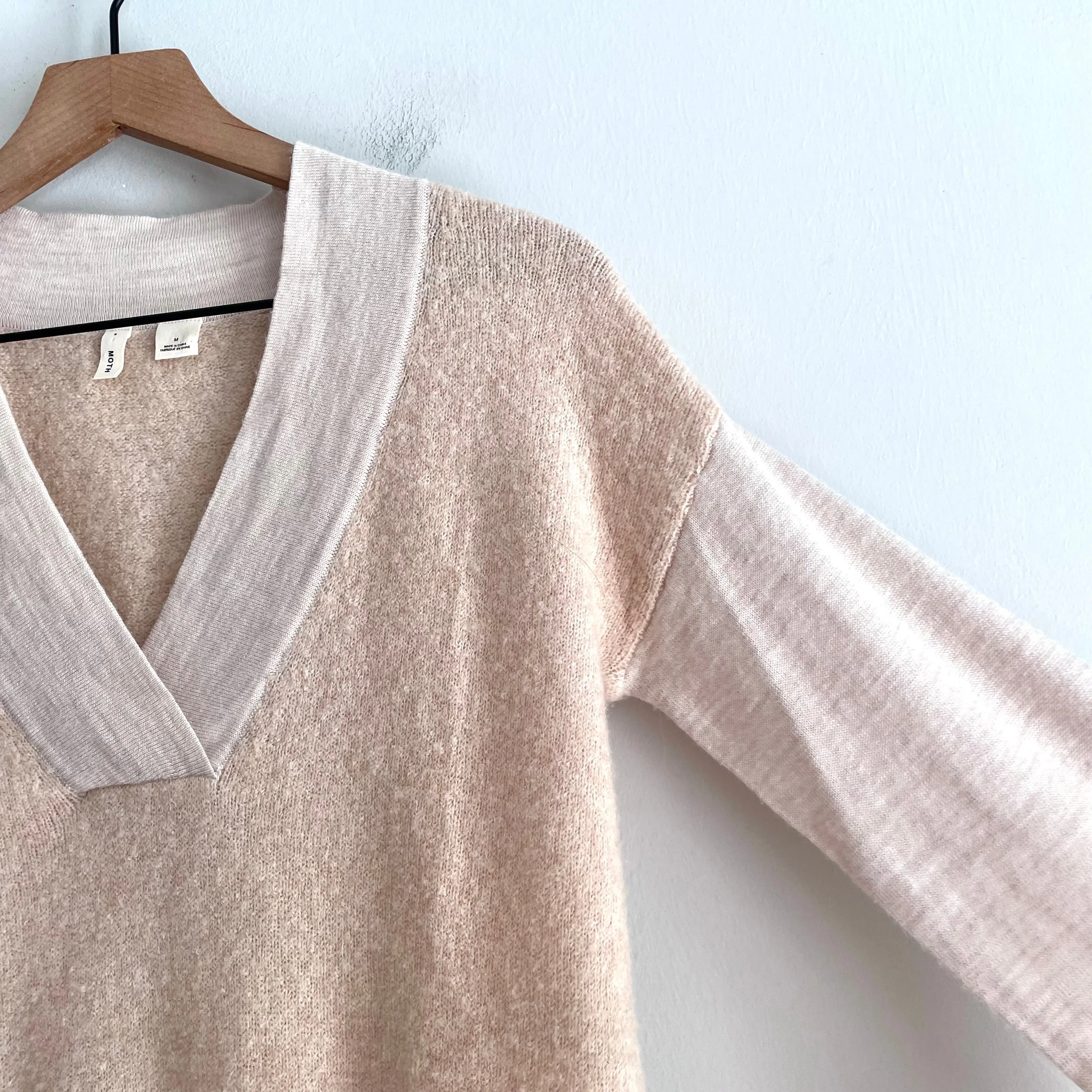 V-Neck Wool Blend Knit Sweater