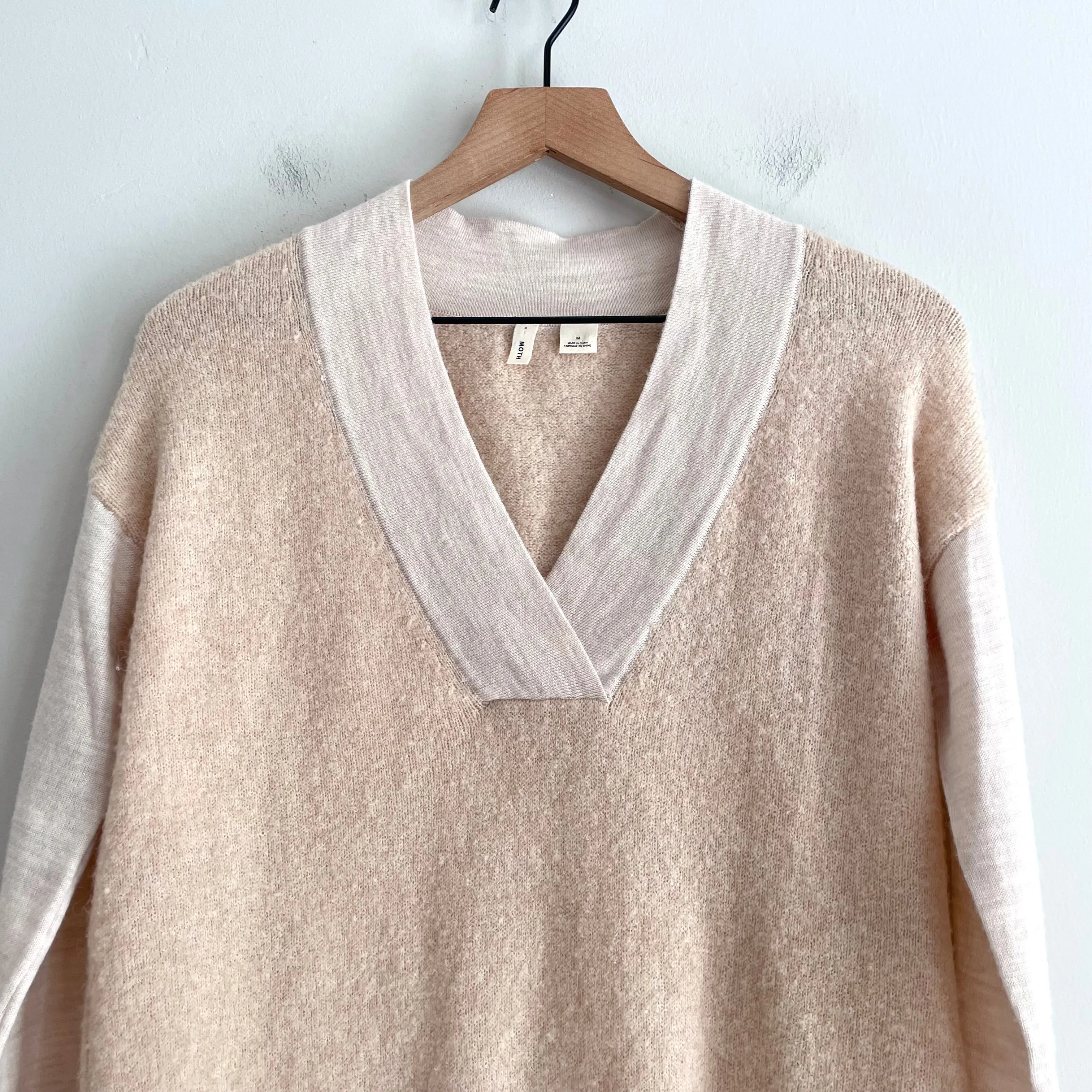 V-Neck Wool Blend Knit Sweater