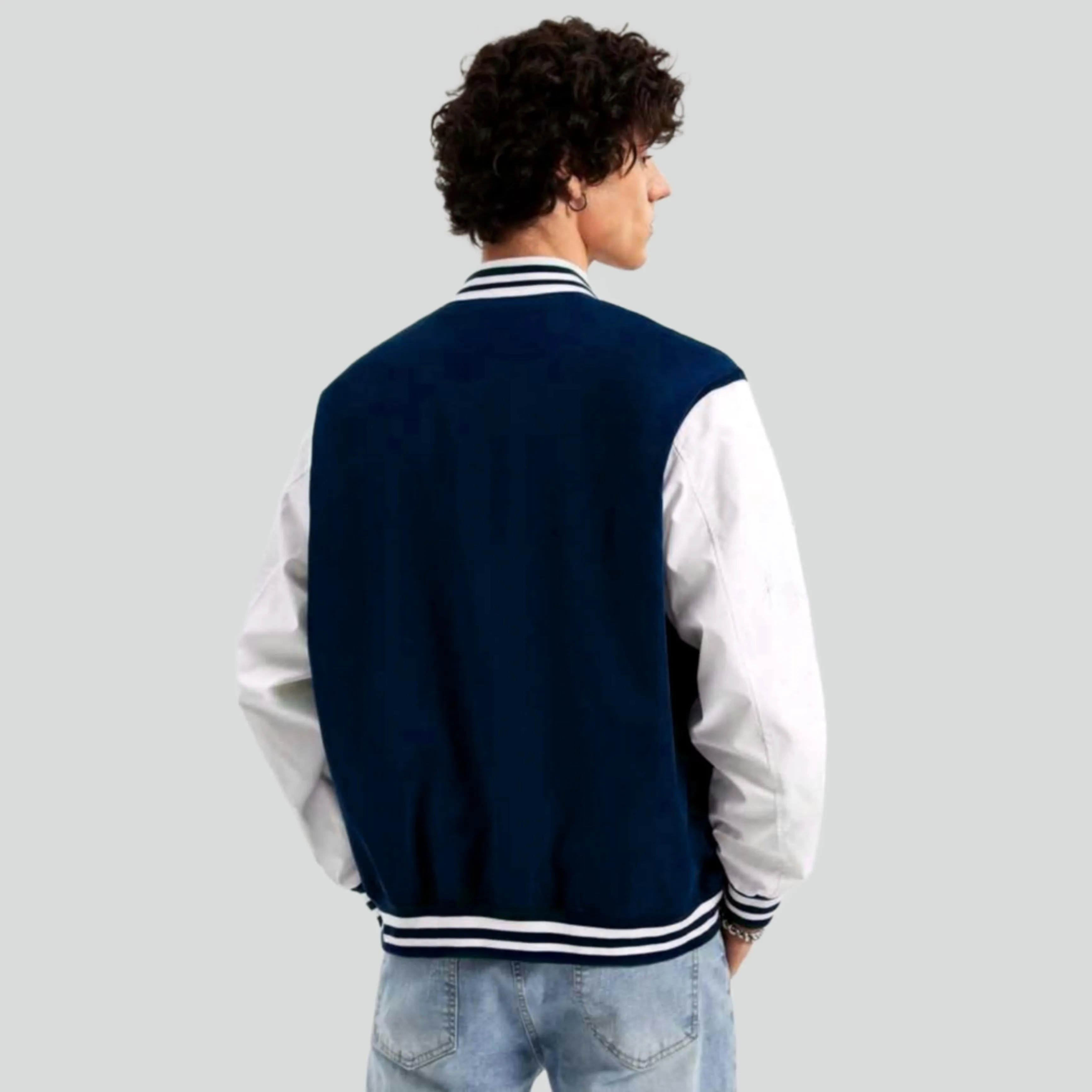 Varsity Jacket Navy Blue and White