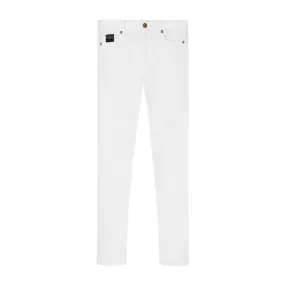 Versace Jeans Couture Gold Tone Hardware Logo White Skinny Fit Denim Jeans