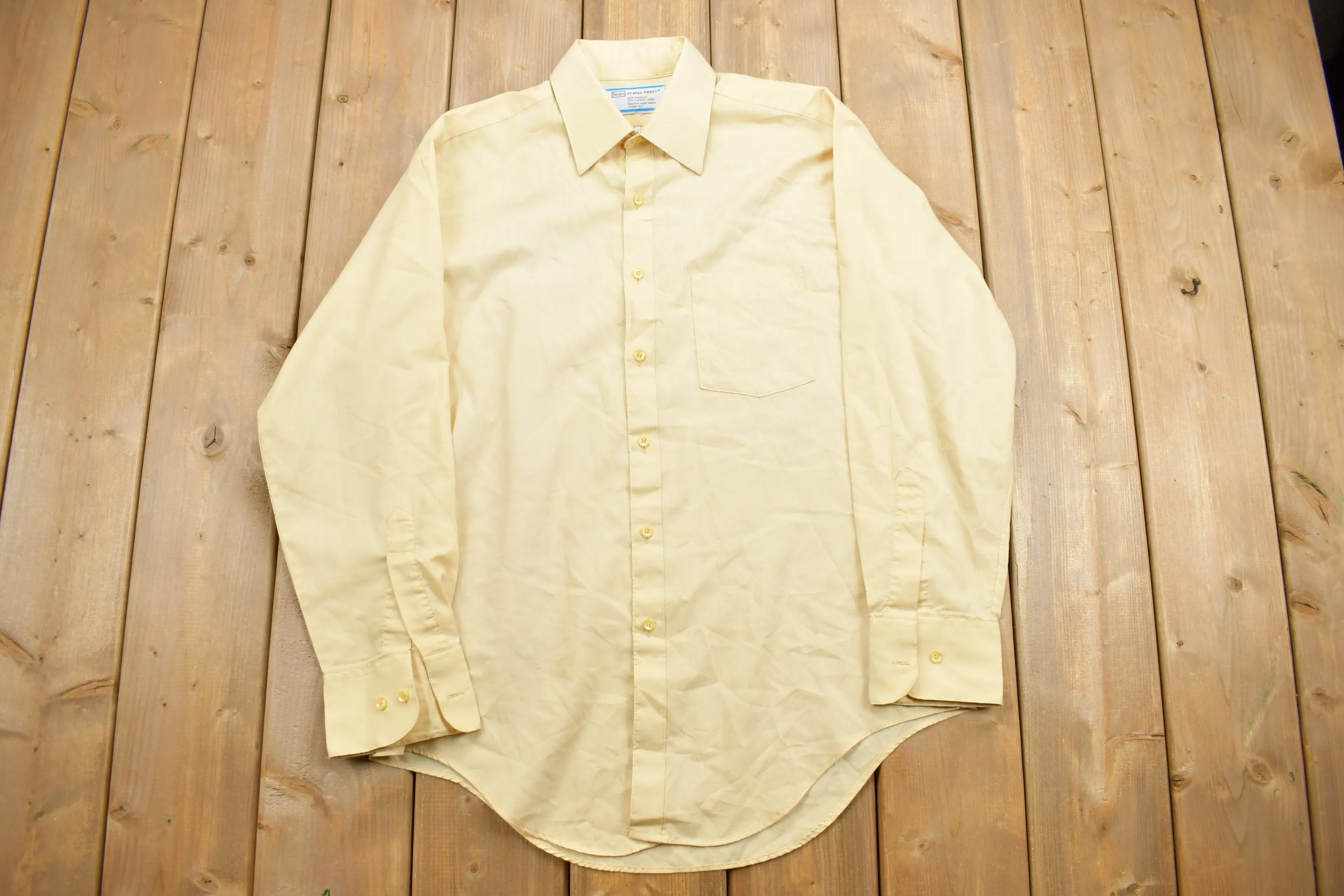 Vintage 1990s Sears Yellow Button Up Shirt