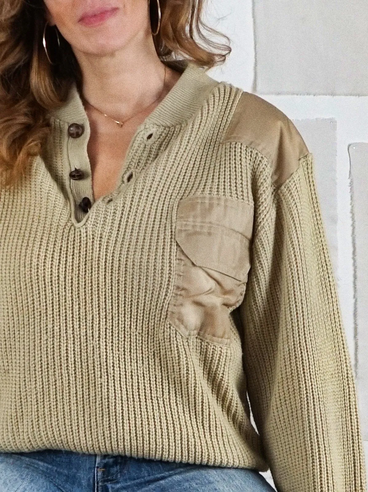 Vintage Military Henley Sweater