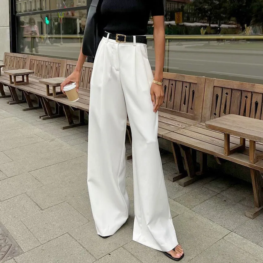 Wenkouban y2k outfits White High Waist Pants Fashionable Simple Casual Pants Suit Pants Loose Autumn Women's Clothing