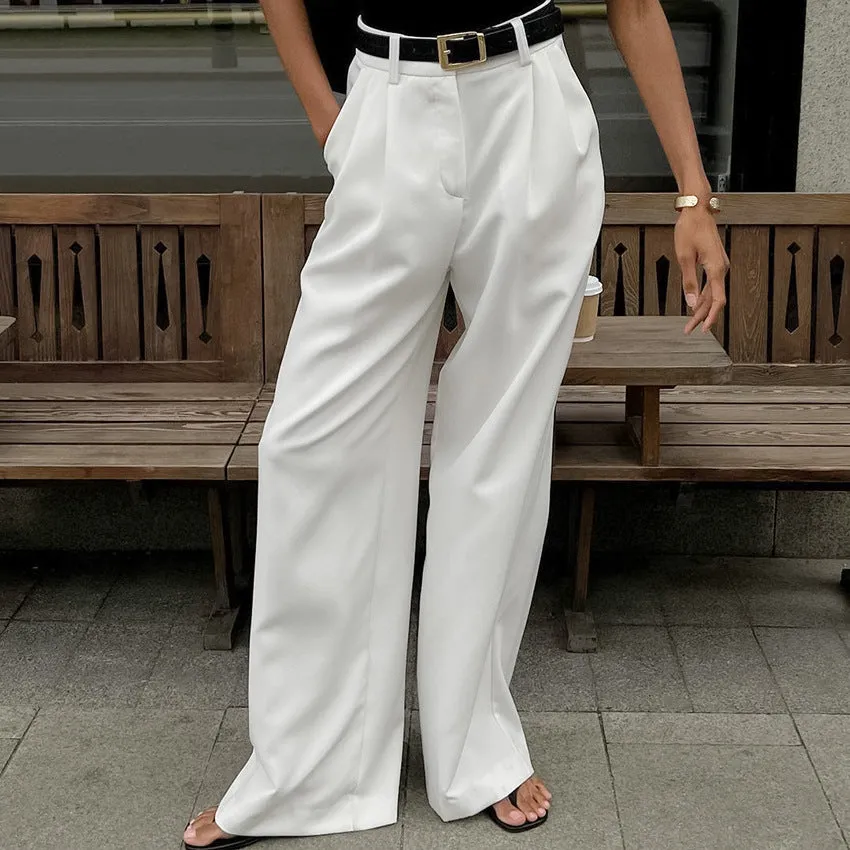 Wenkouban y2k outfits White High Waist Pants Fashionable Simple Casual Pants Suit Pants Loose Autumn Women's Clothing