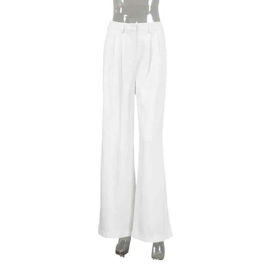 Wenkouban y2k outfits White High Waist Pants Fashionable Simple Casual Pants Suit Pants Loose Autumn Women's Clothing