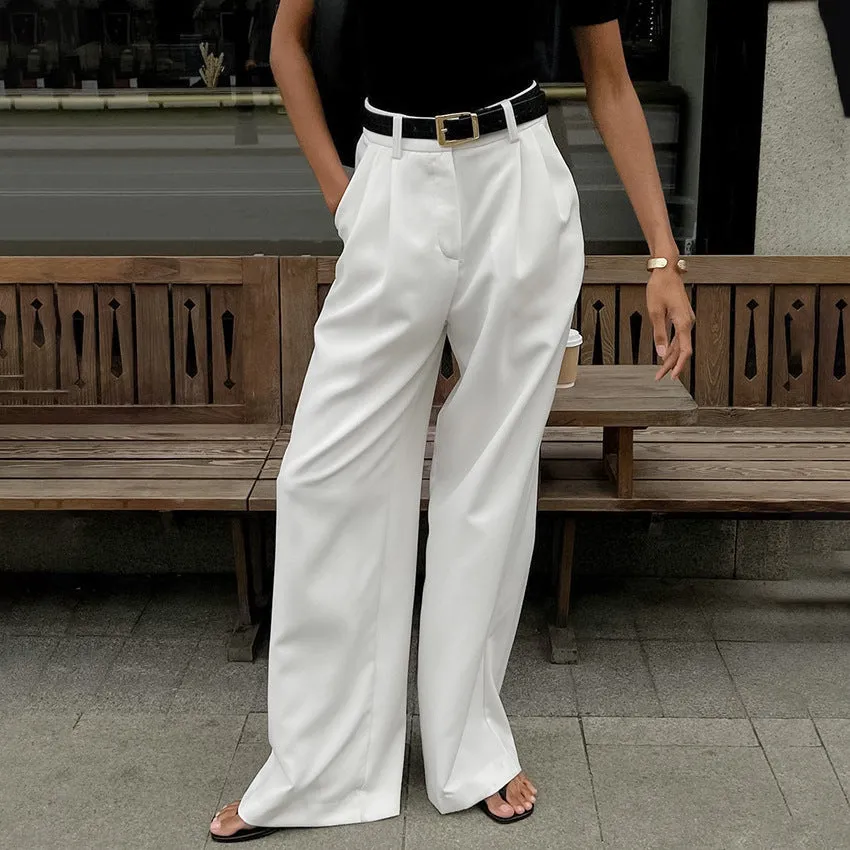 Wenkouban y2k outfits White High Waist Pants Fashionable Simple Casual Pants Suit Pants Loose Autumn Women's Clothing