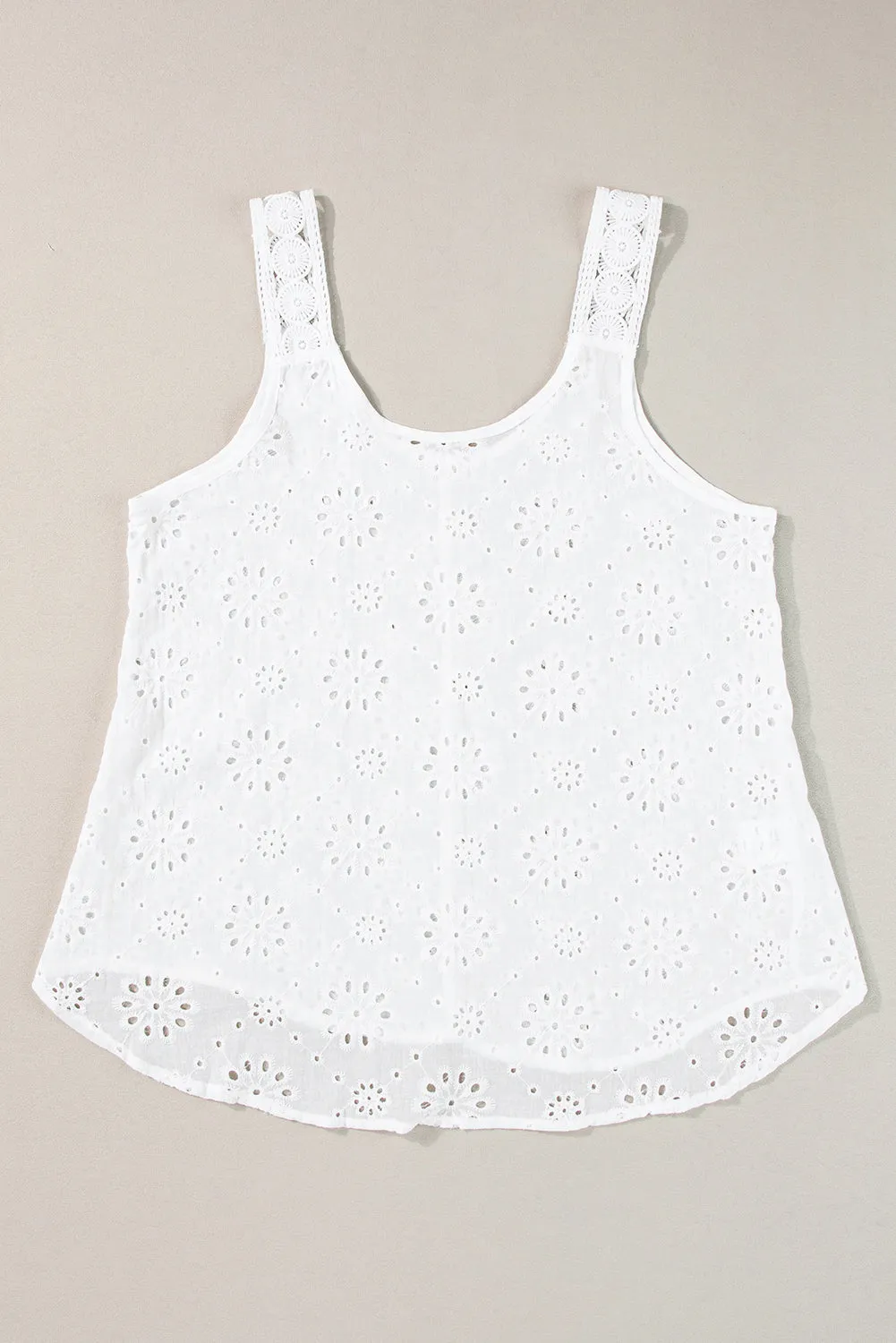 White Eyelet Embroidery Tank Top