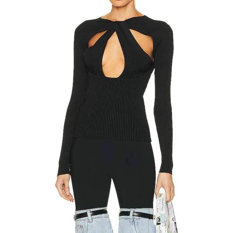 Women Hollowed Body-con Sweater