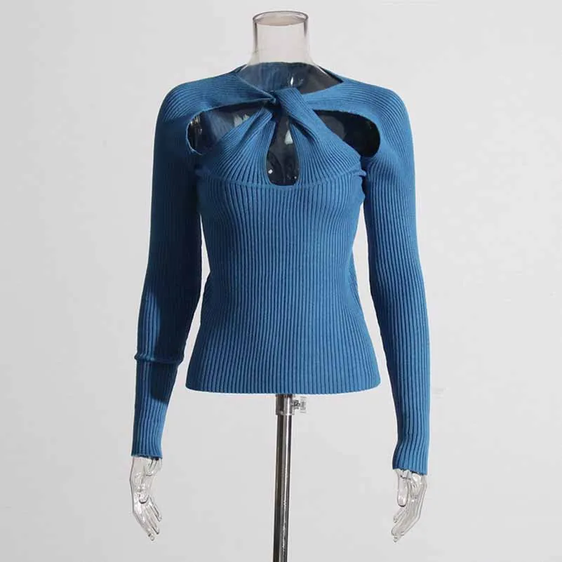 Women Hollowed Body-con Sweater