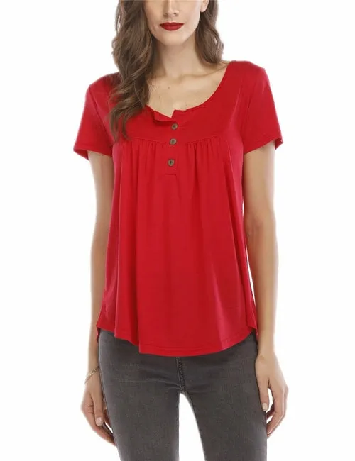 Womens Casual Short Sleeve Loose T-Shirts Solid Color