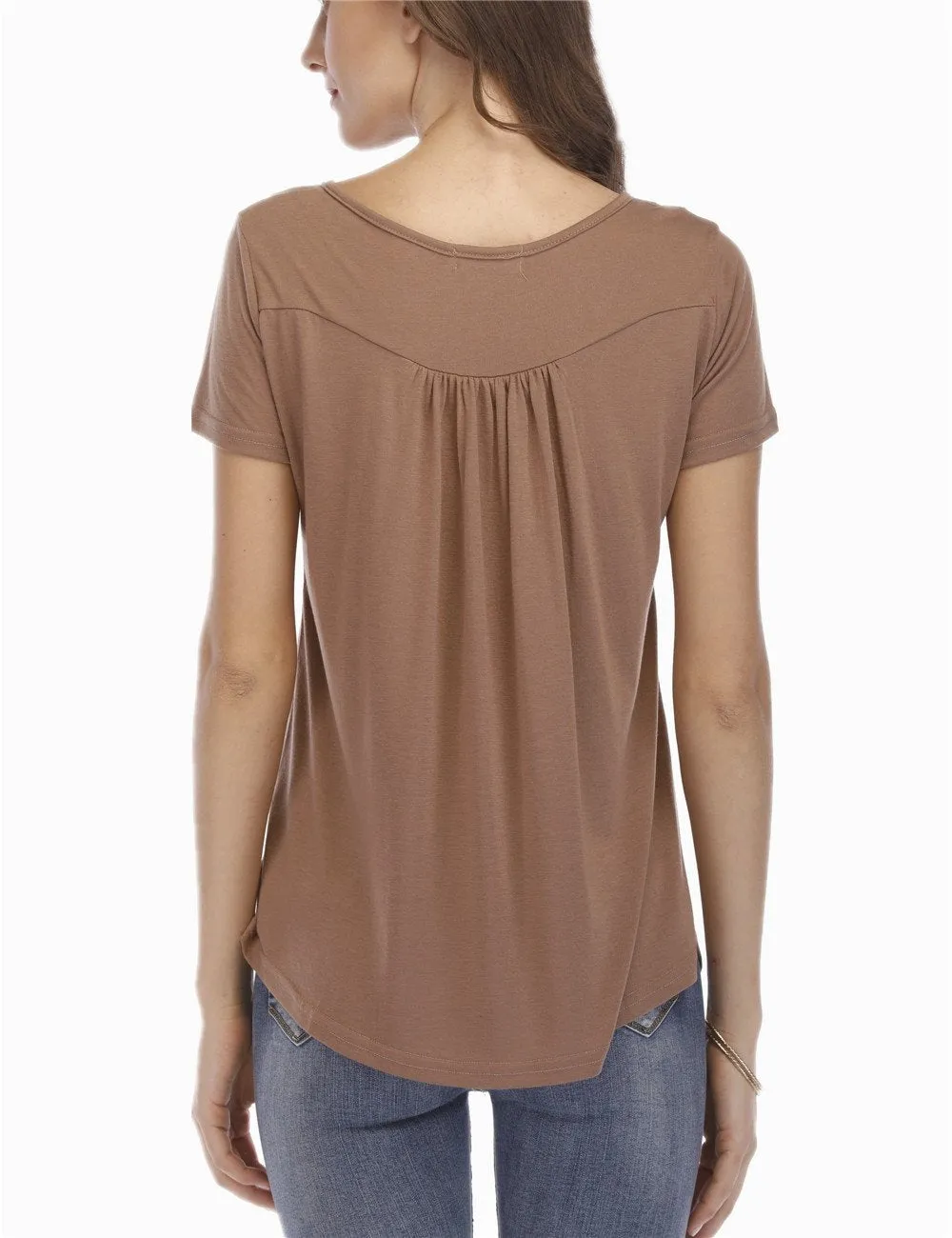 Womens Casual Short Sleeve Loose T-Shirts Solid Color