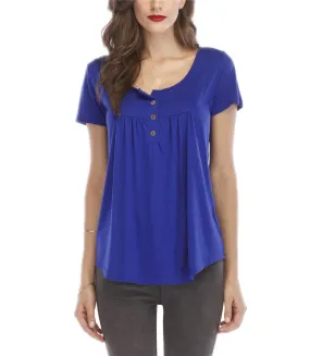 Womens Casual Short Sleeve Loose T-Shirts Solid Color