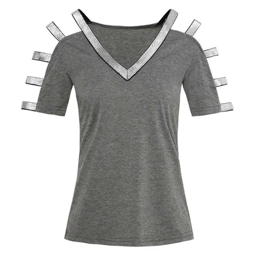 Womens Fashion Short Sleeve V-neck T Shirt