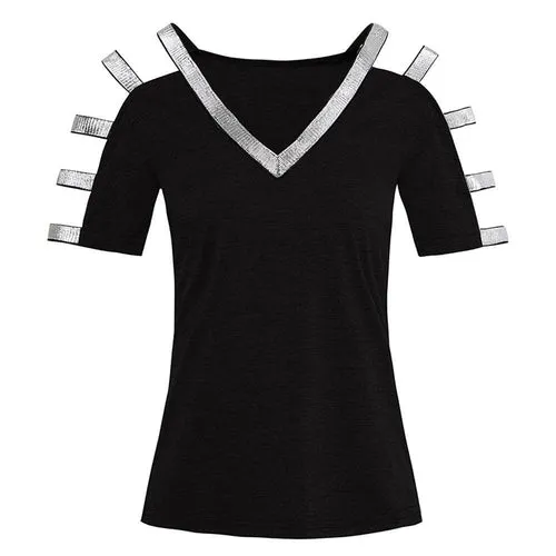 Womens Fashion Short Sleeve V-neck T Shirt