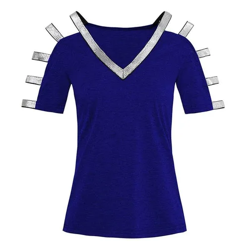 Womens Fashion Short Sleeve V-neck T Shirt