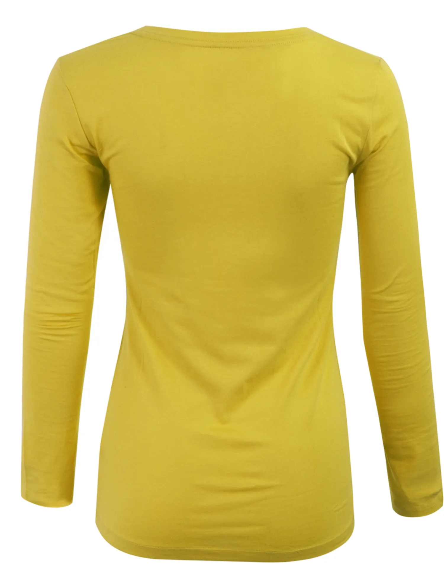 Womens Long Sleeve Basic Plain Scoop Neck T-shirt Top