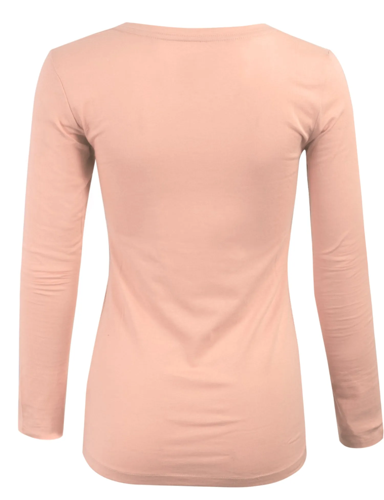 Womens Long Sleeve Basic Plain Scoop Neck T-shirt Top