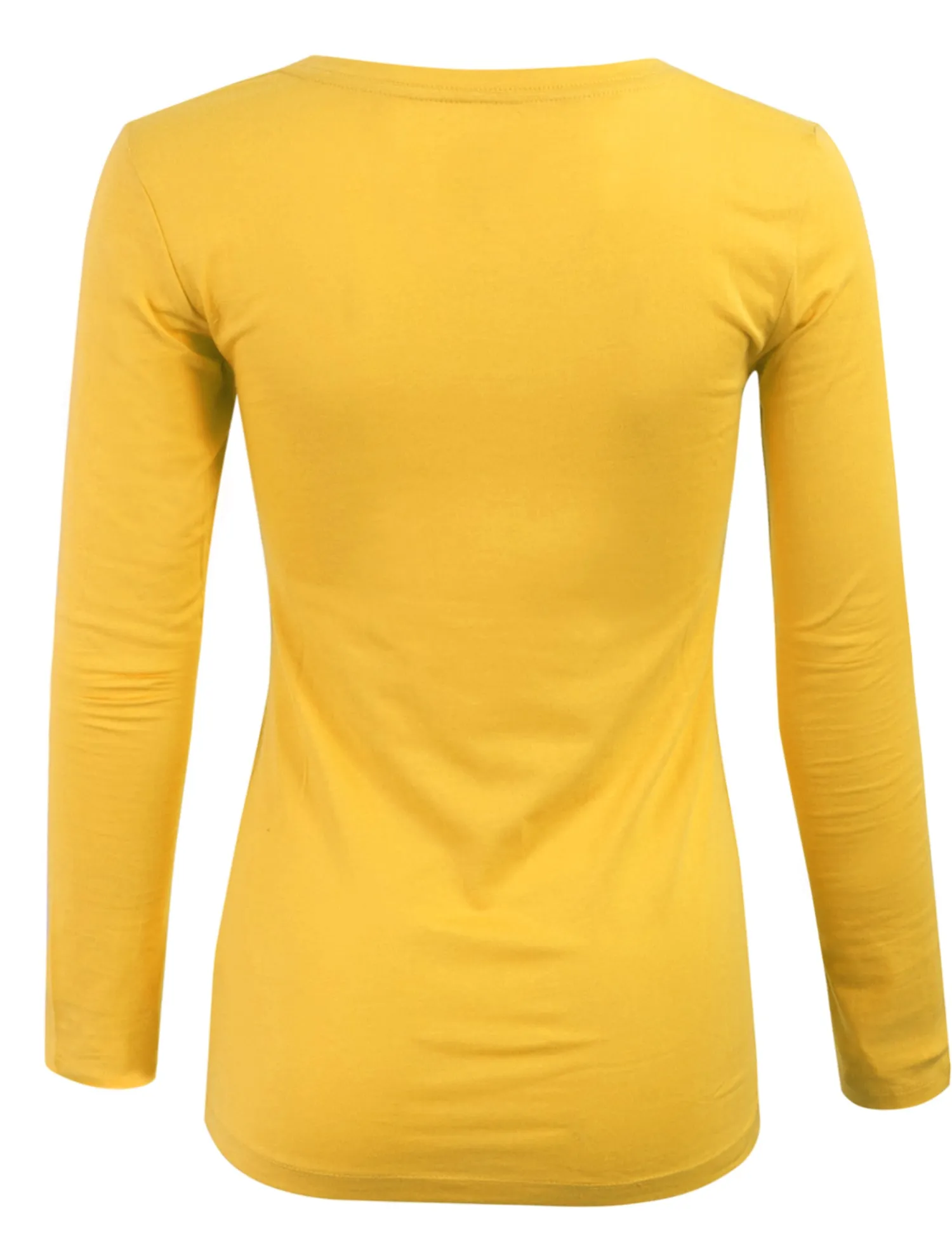 Womens Long Sleeve Basic Plain Scoop Neck T-shirt Top