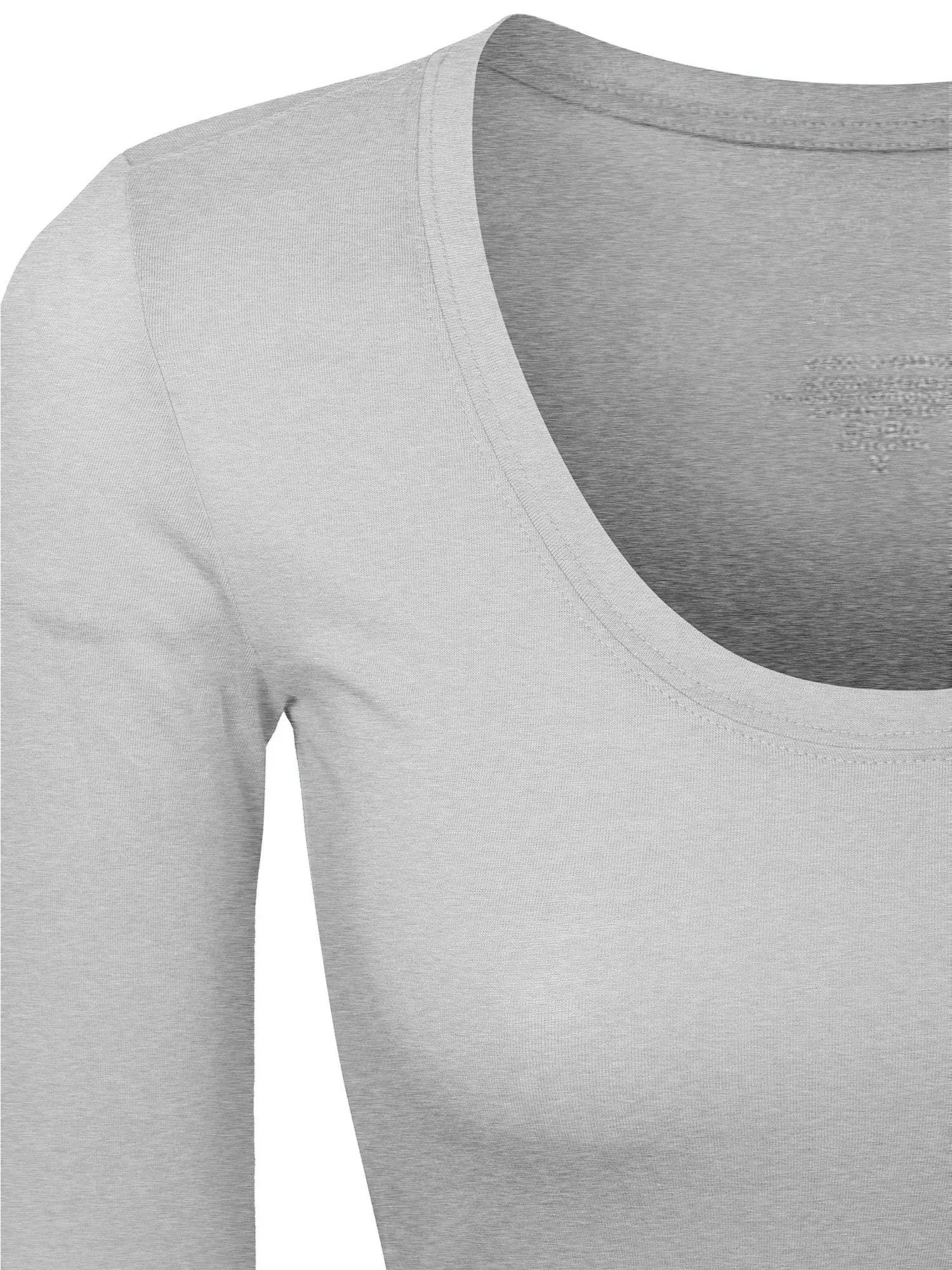 Womens Long Sleeve Basic Plain Scoop Neck T-shirt Top