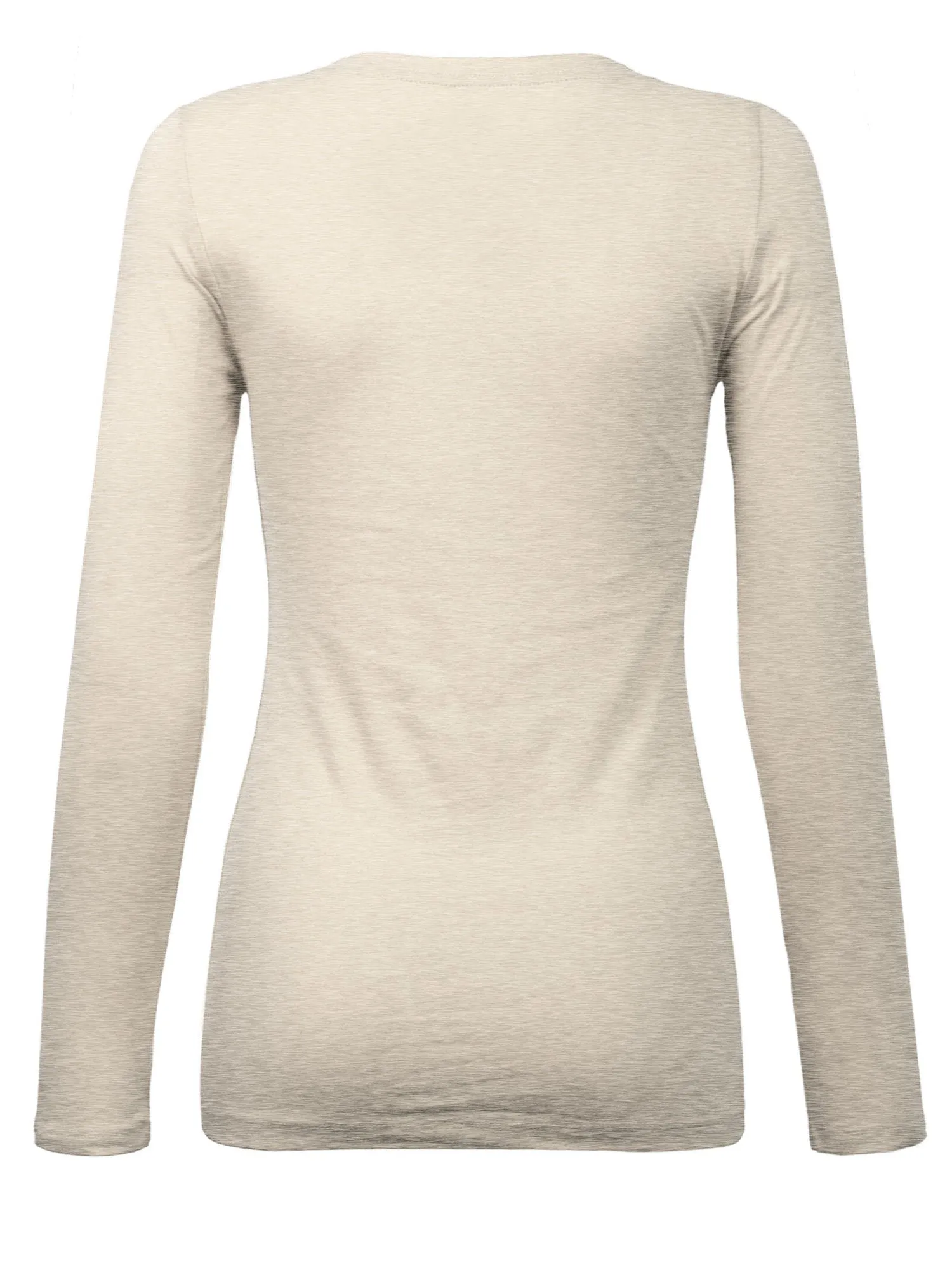 Womens Long Sleeve Basic Plain Scoop Neck T-shirt Top