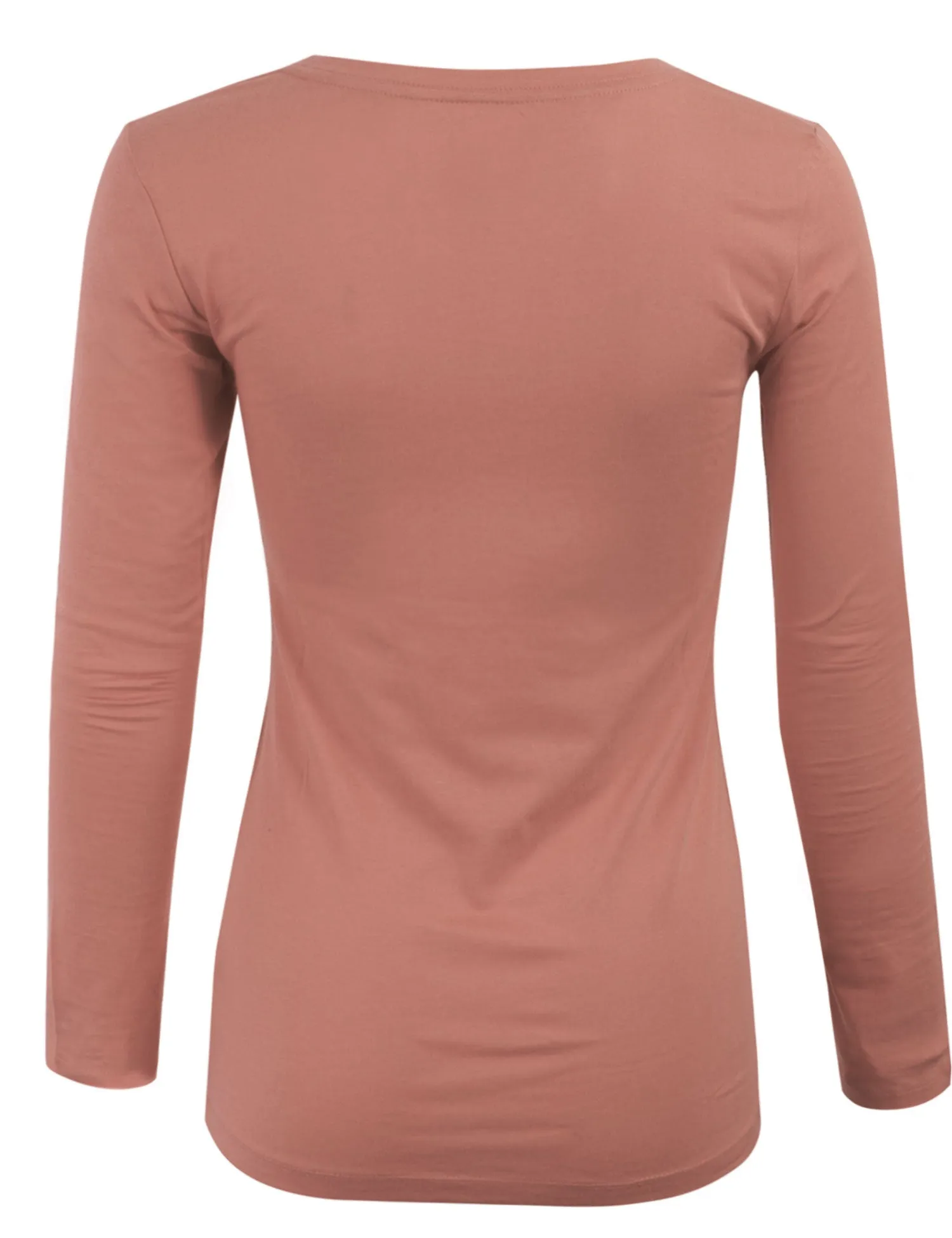 Womens Long Sleeve Basic Plain Scoop Neck T-shirt Top