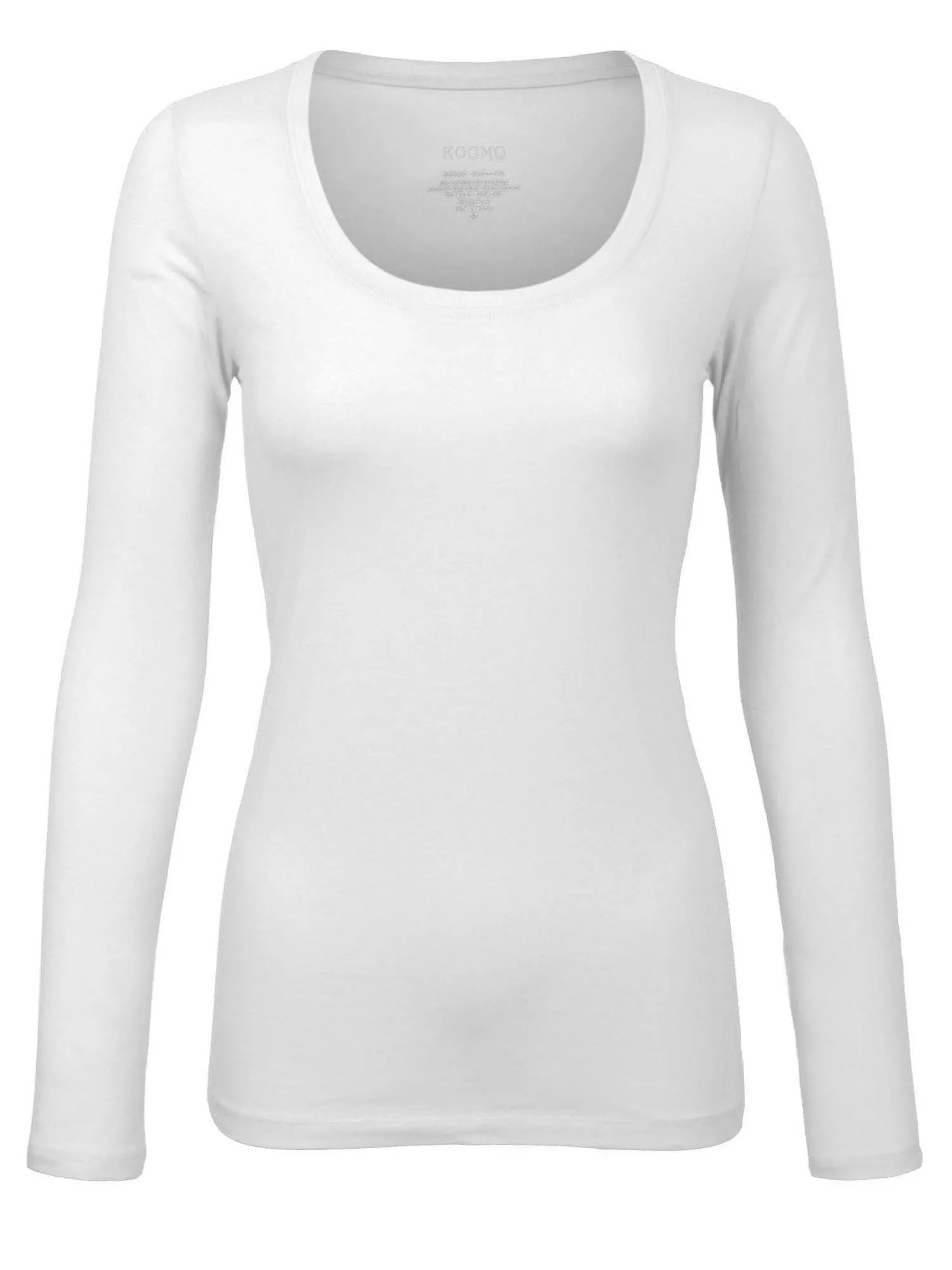 Womens Long Sleeve Basic Plain Scoop Neck T-shirt Top