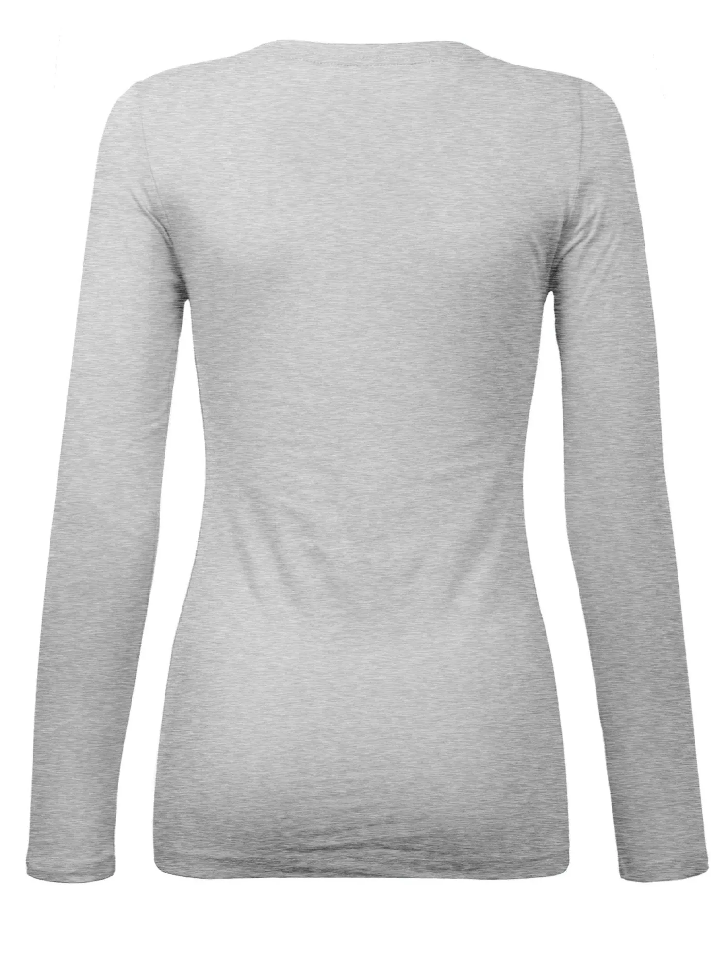 Womens Long Sleeve Basic Plain Scoop Neck T-shirt Top