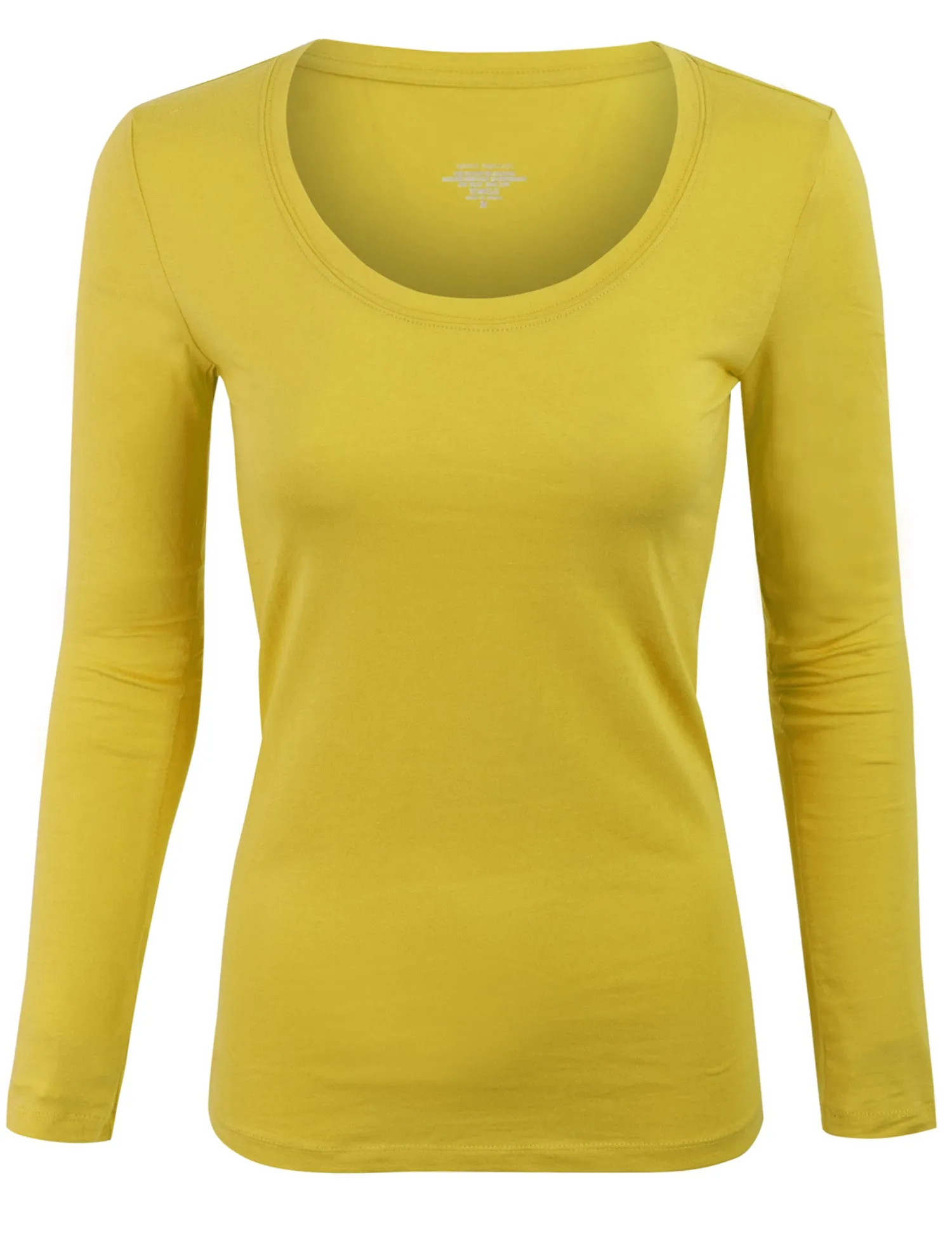 Womens Long Sleeve Basic Plain Scoop Neck T-shirt Top