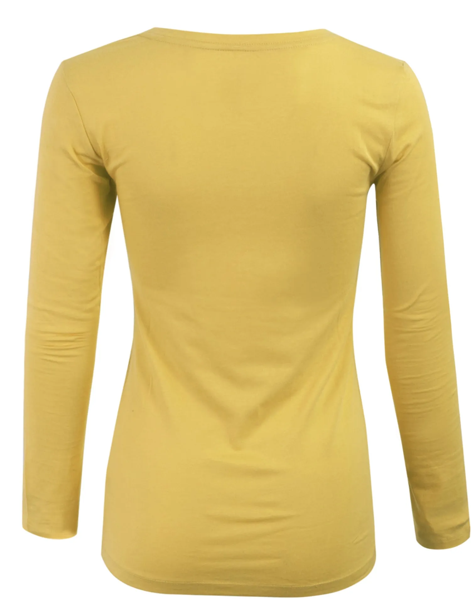 Womens Long Sleeve Basic Plain Scoop Neck T-shirt Top