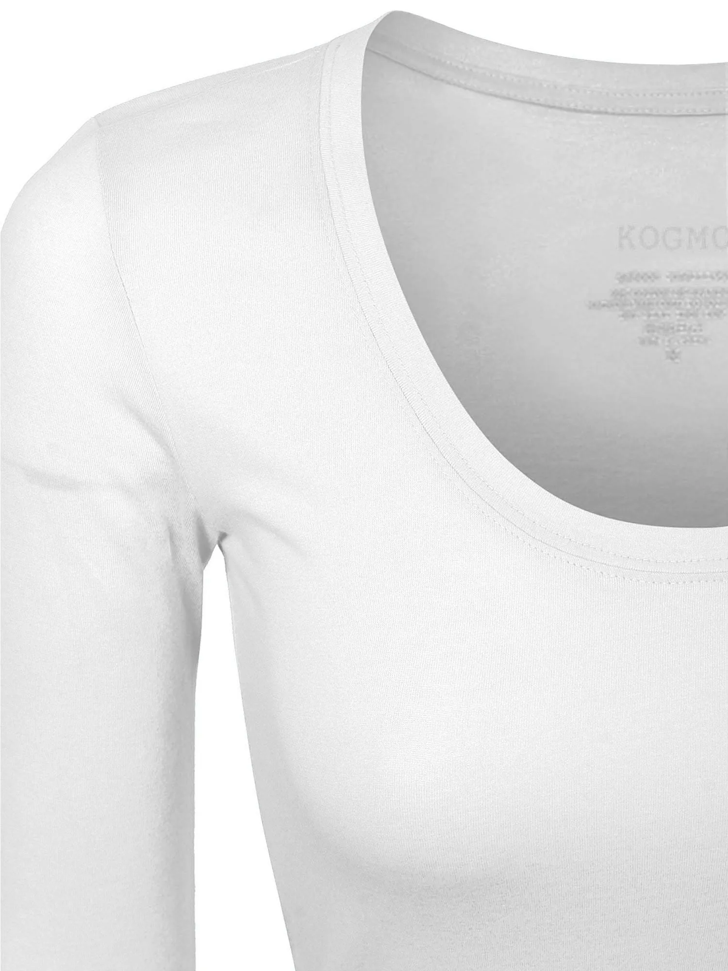 Womens Long Sleeve Basic Plain Scoop Neck T-shirt Top