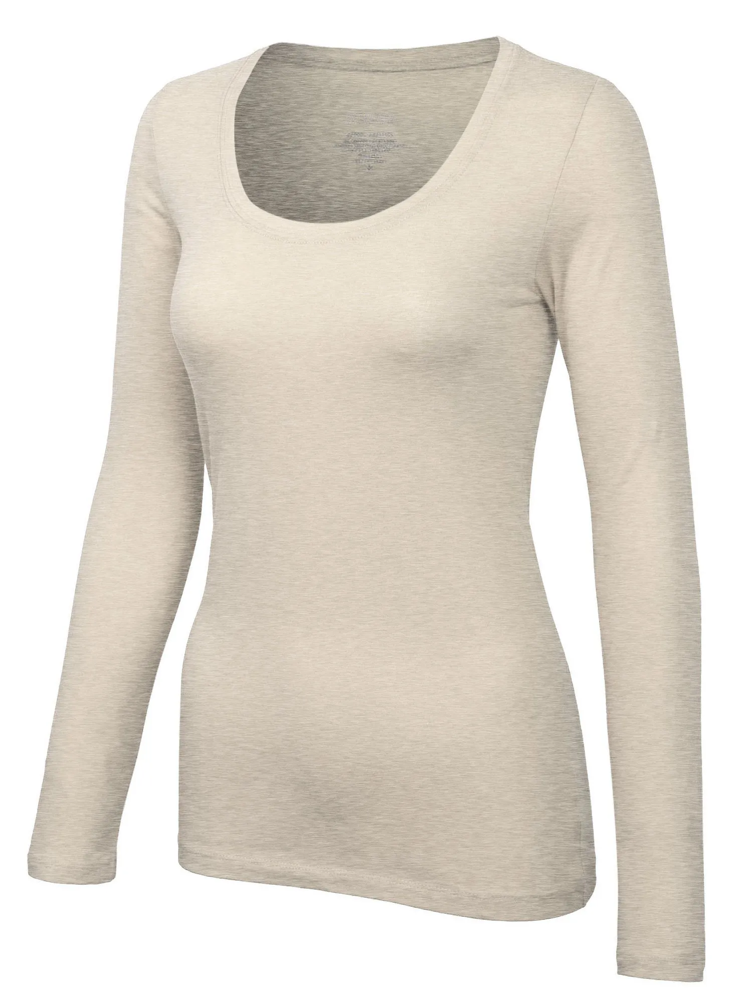 Womens Long Sleeve Basic Plain Scoop Neck T-shirt Top