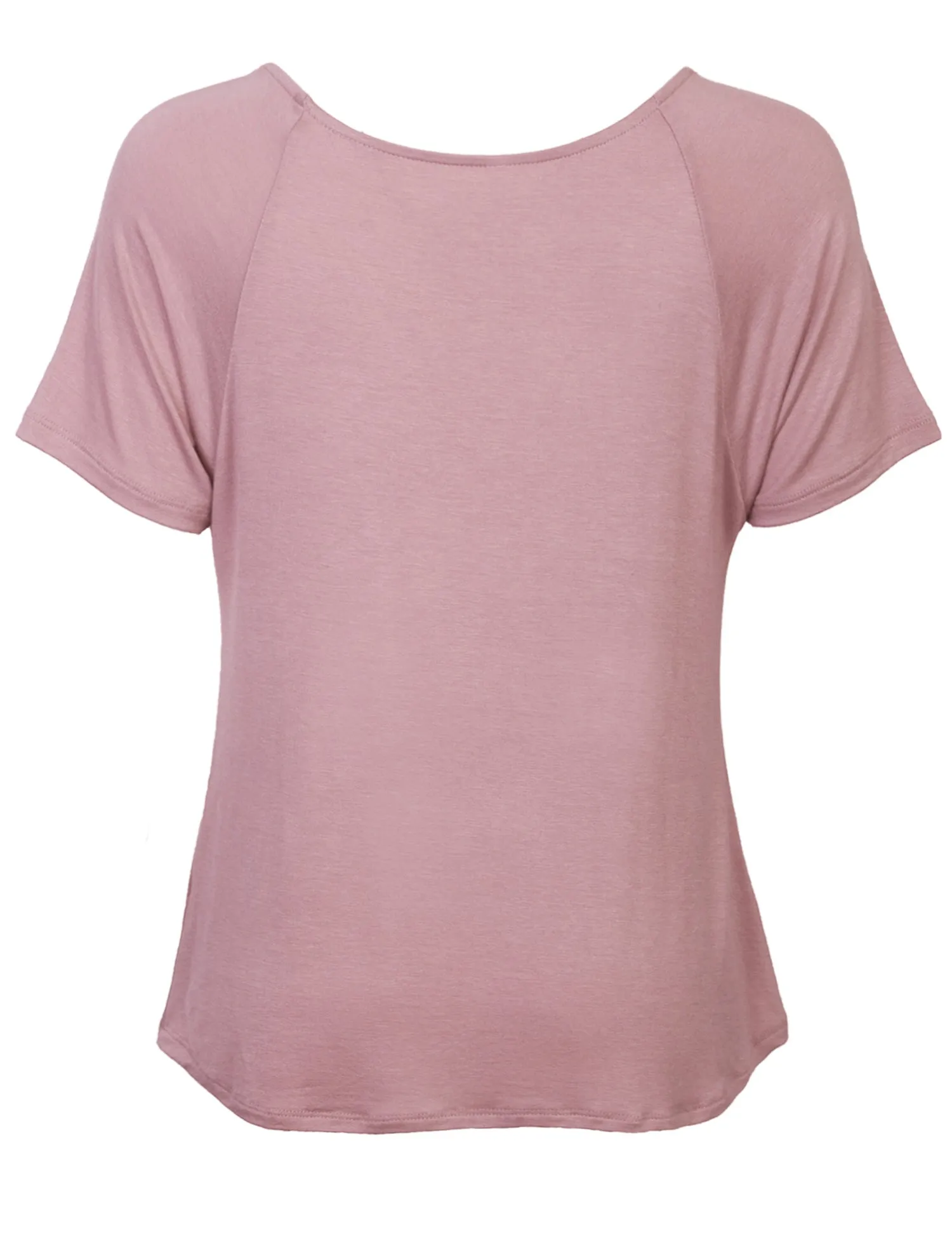 Women's Raglan Sleeve Dolman Tunic Tshirt Top with Knot on Hemline