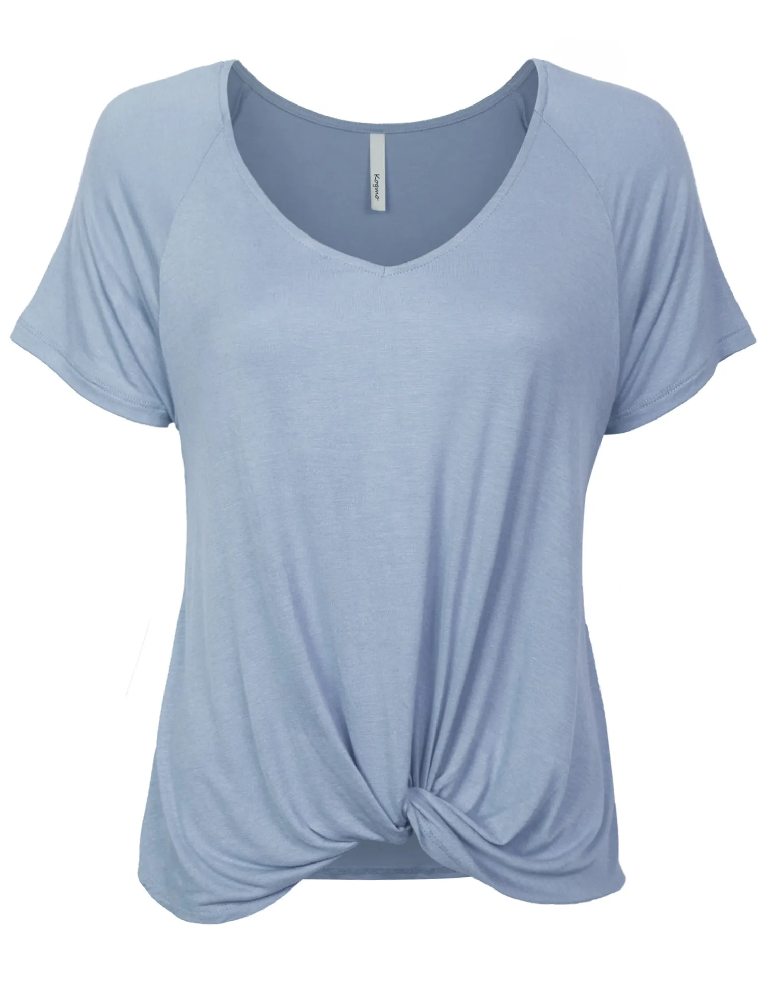 Women's Raglan Sleeve Dolman Tunic Tshirt Top with Knot on Hemline