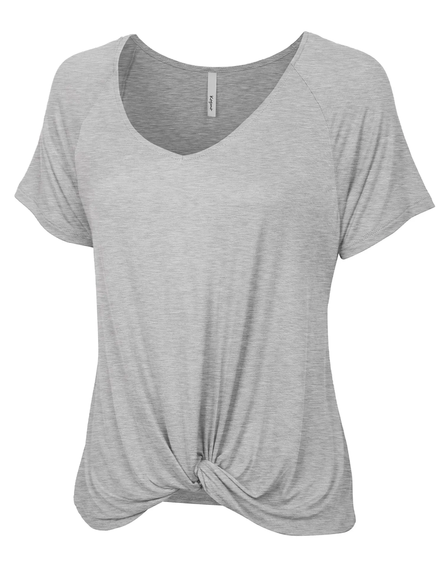 Women's Raglan Sleeve Dolman Tunic Tshirt Top with Knot on Hemline