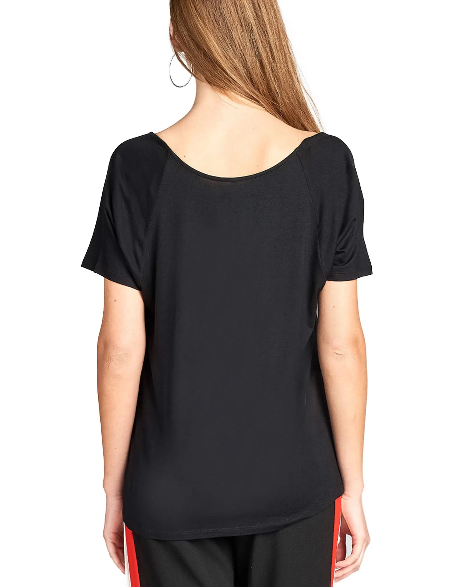 Women's Raglan Sleeve Dolman Tunic Tshirt Top with Knot on Hemline