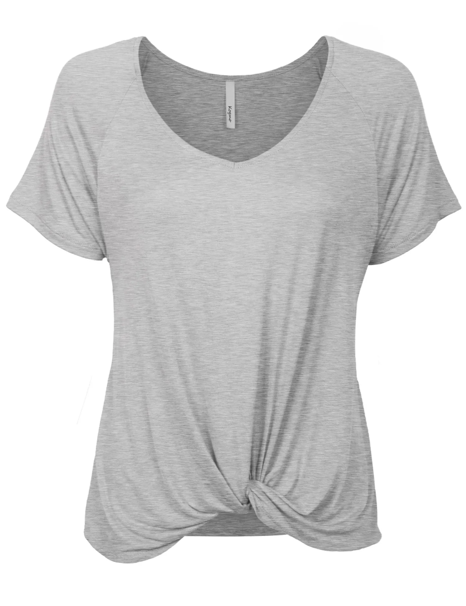 Women's Raglan Sleeve Dolman Tunic Tshirt Top with Knot on Hemline