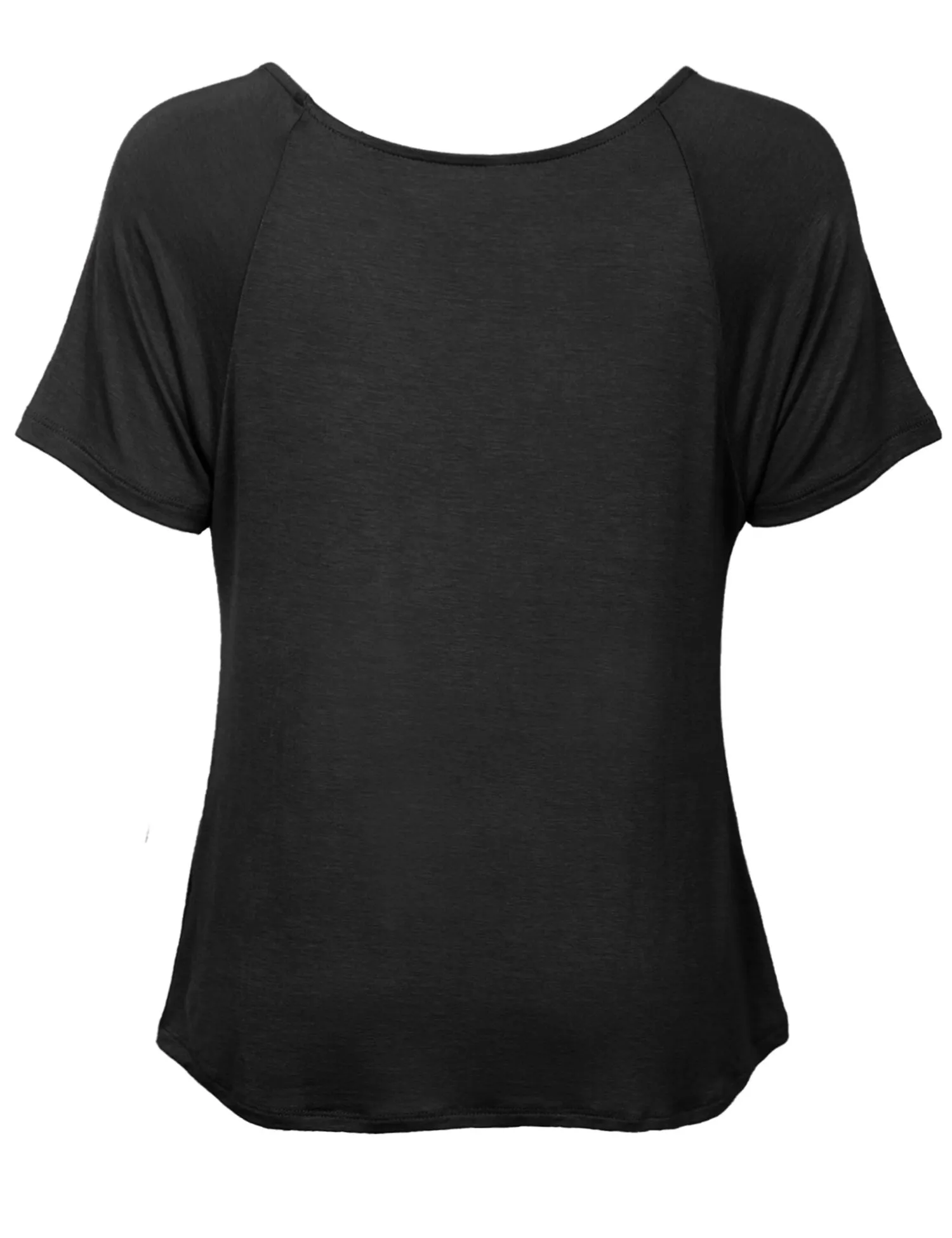 Women's Raglan Sleeve Dolman Tunic Tshirt Top with Knot on Hemline