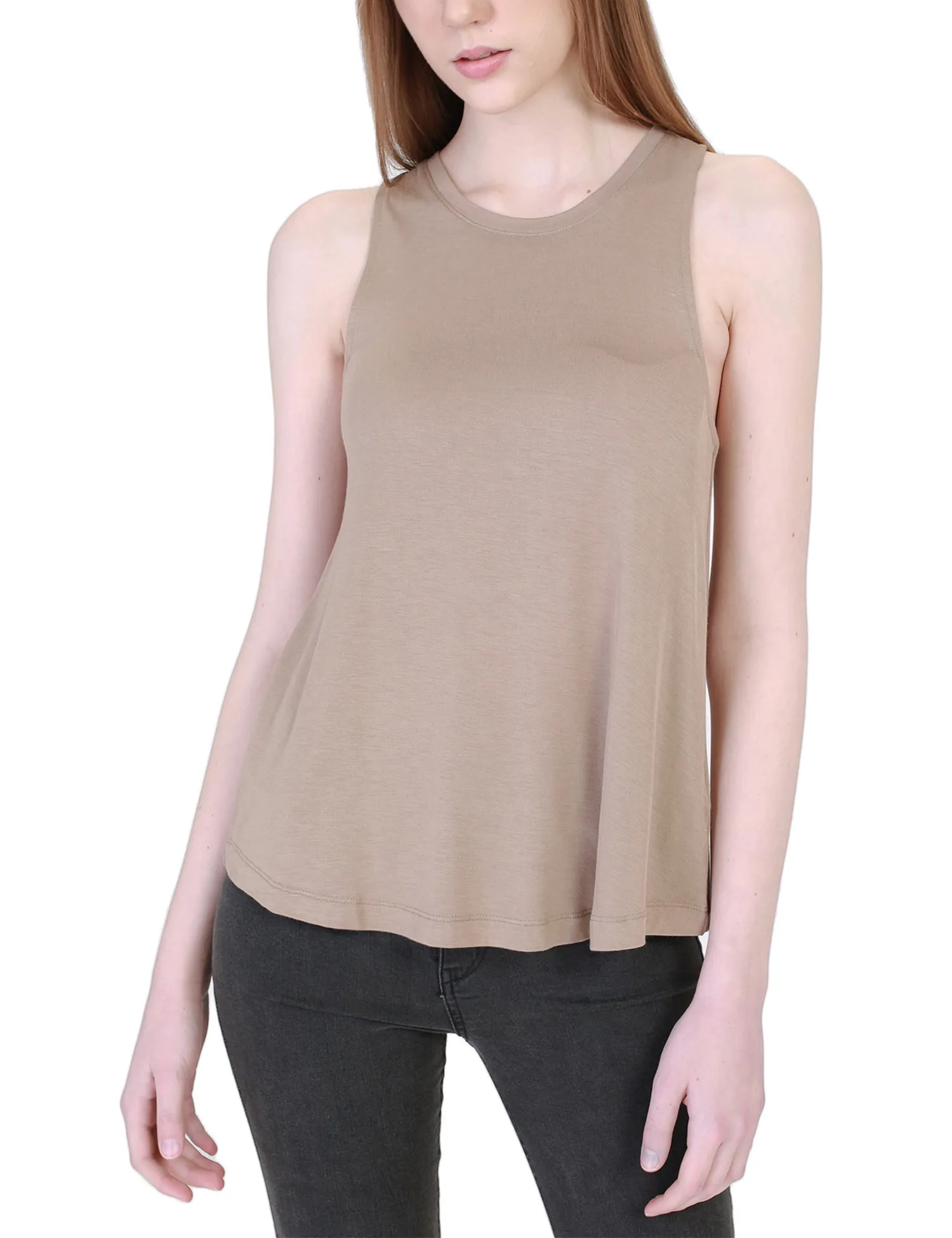 Women's Relaxed Lightweight Casual Loose Fit Round Neck Basic Tank Top