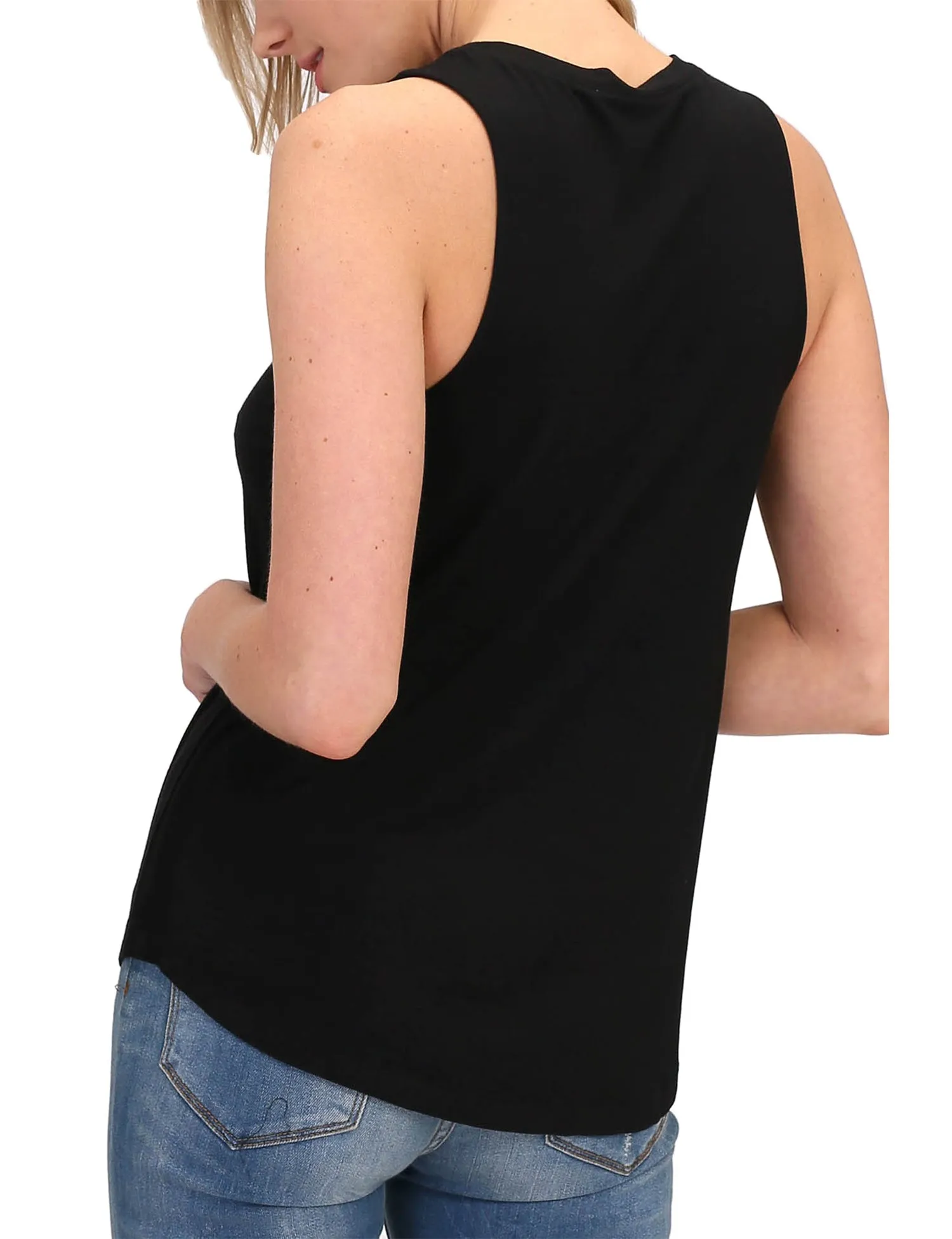 Women's Relaxed Lightweight Casual Loose Fit Round Neck Basic Tank Top