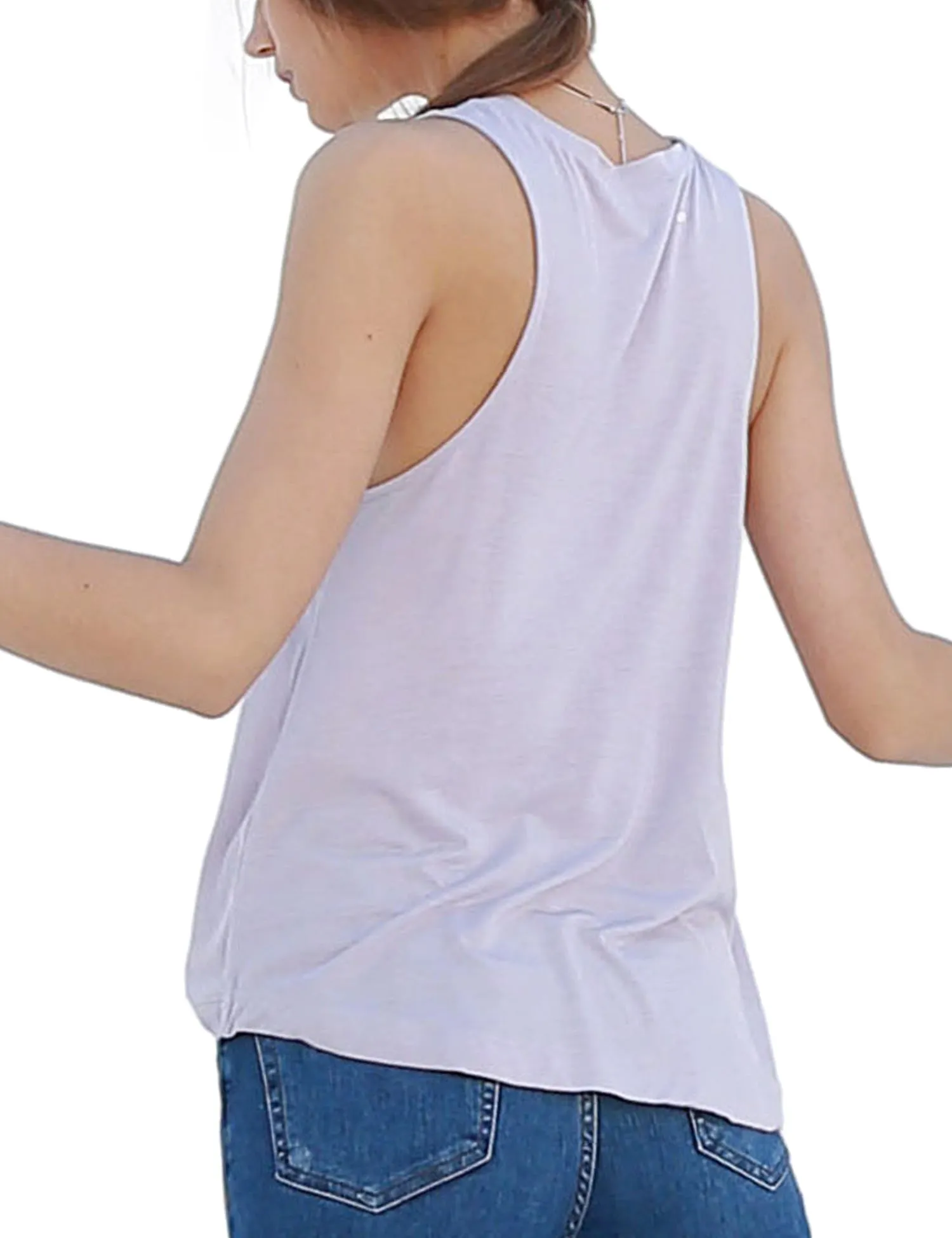 Women's Relaxed Lightweight Casual Loose Fit Round Neck Basic Tank Top