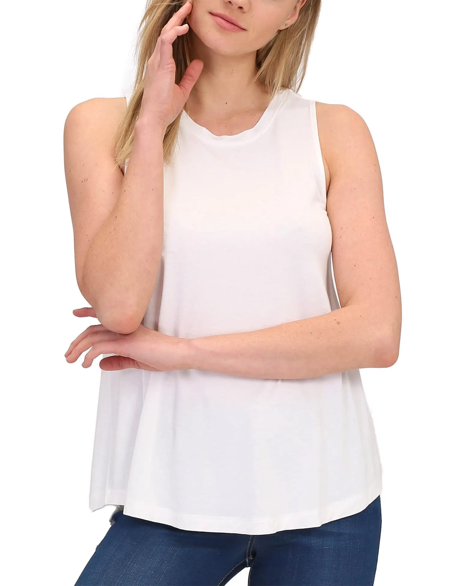 Women's Relaxed Lightweight Casual Loose Fit Round Neck Basic Tank Top