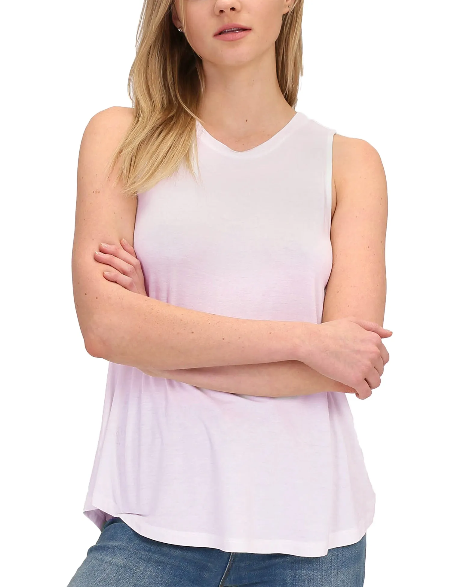 Women's Relaxed Lightweight Casual Loose Fit Round Neck Basic Tank Top