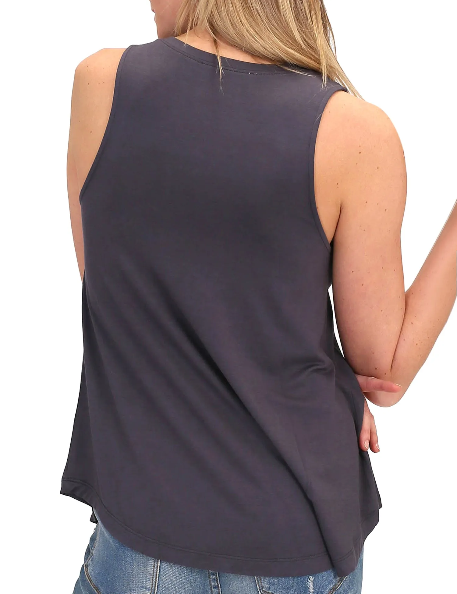 Women's Relaxed Lightweight Casual Loose Fit Round Neck Basic Tank Top