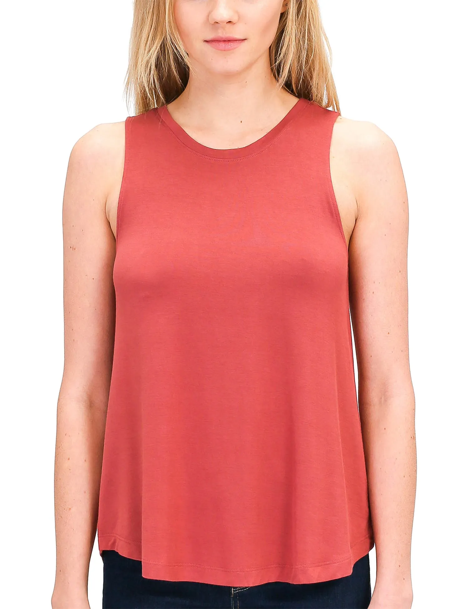 Women's Relaxed Lightweight Casual Loose Fit Round Neck Basic Tank Top