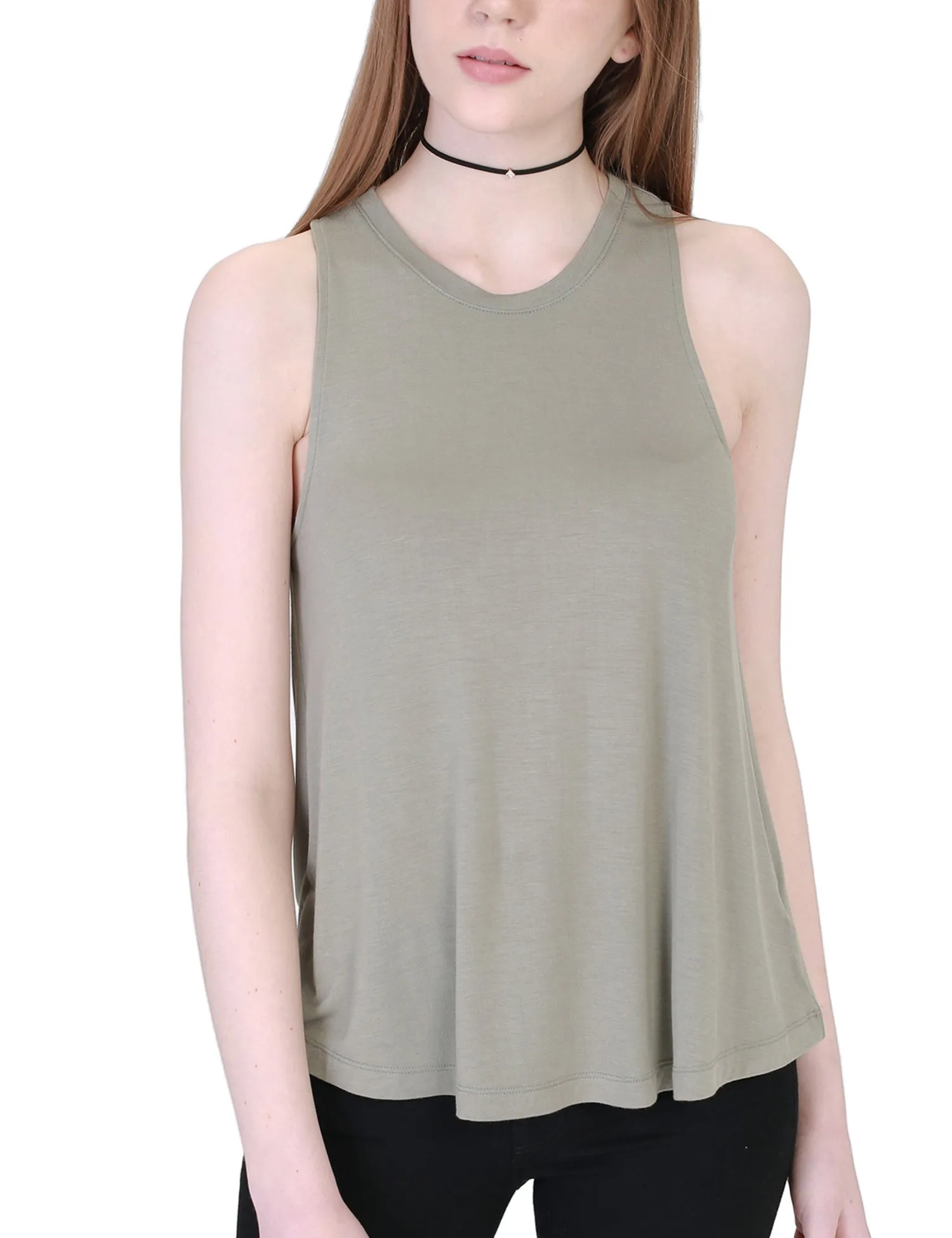 Women's Relaxed Lightweight Casual Loose Fit Round Neck Basic Tank Top