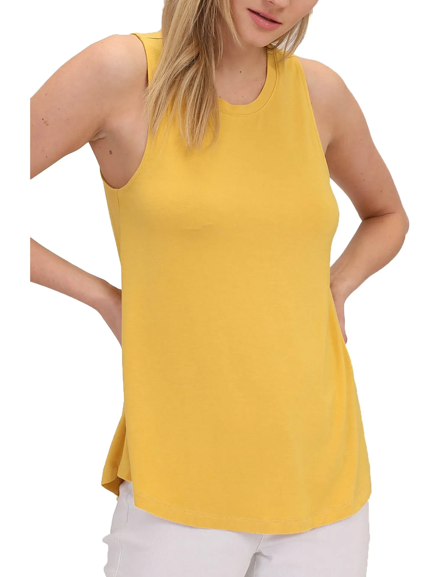 Women's Relaxed Lightweight Casual Loose Fit Round Neck Basic Tank Top