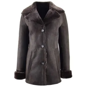 Womens Sheepskin Classic Mac Coat Tammy Brown