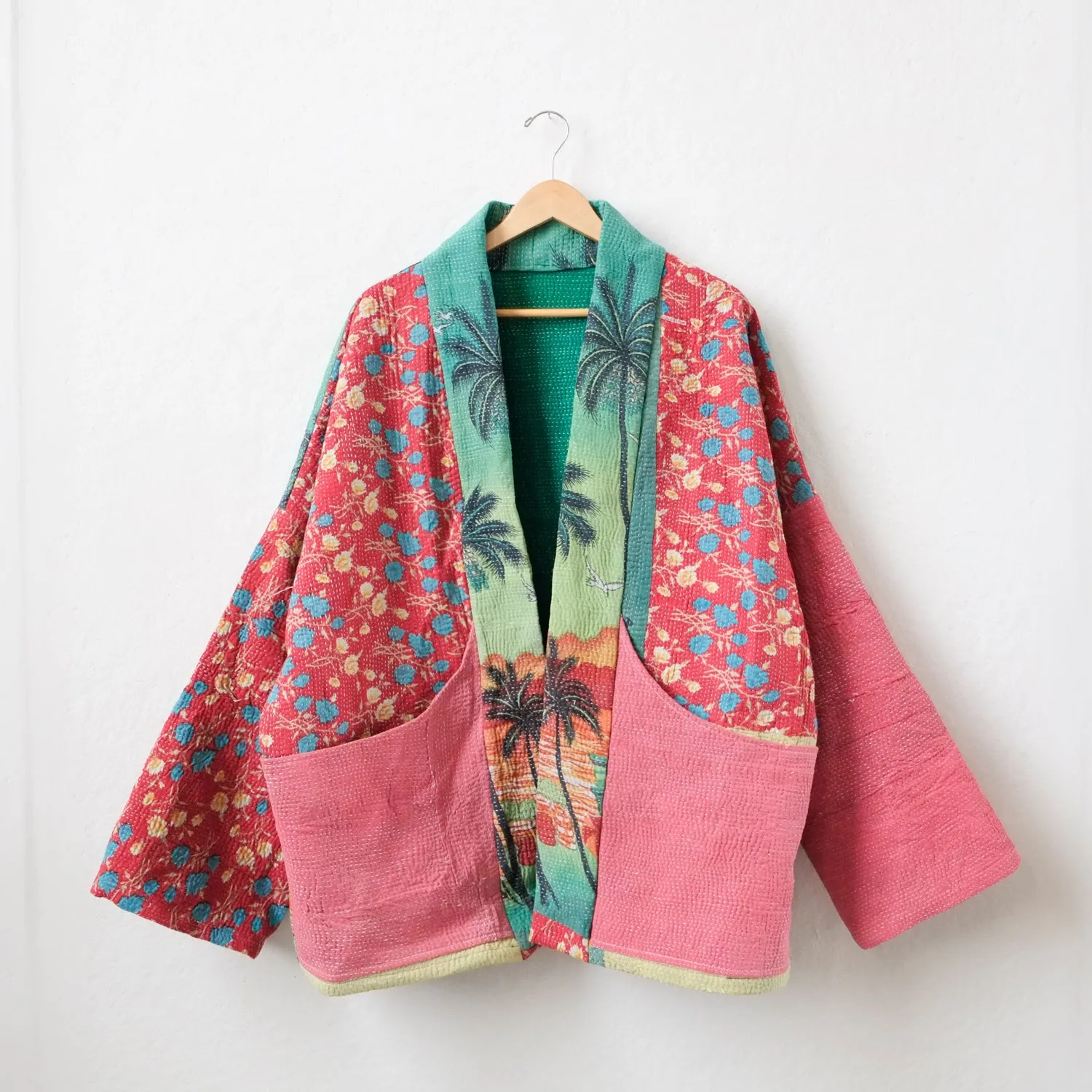 XXL Pink and green tropical scene Anoushka Jacket LM086